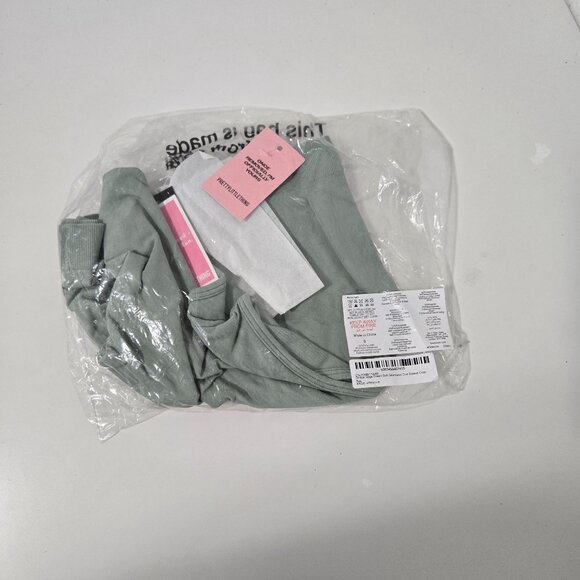 PrettyLittleThing Shape Sage Green Soft Seamless One Sleeve Crop Top -Size Small - Picture 2 of 7